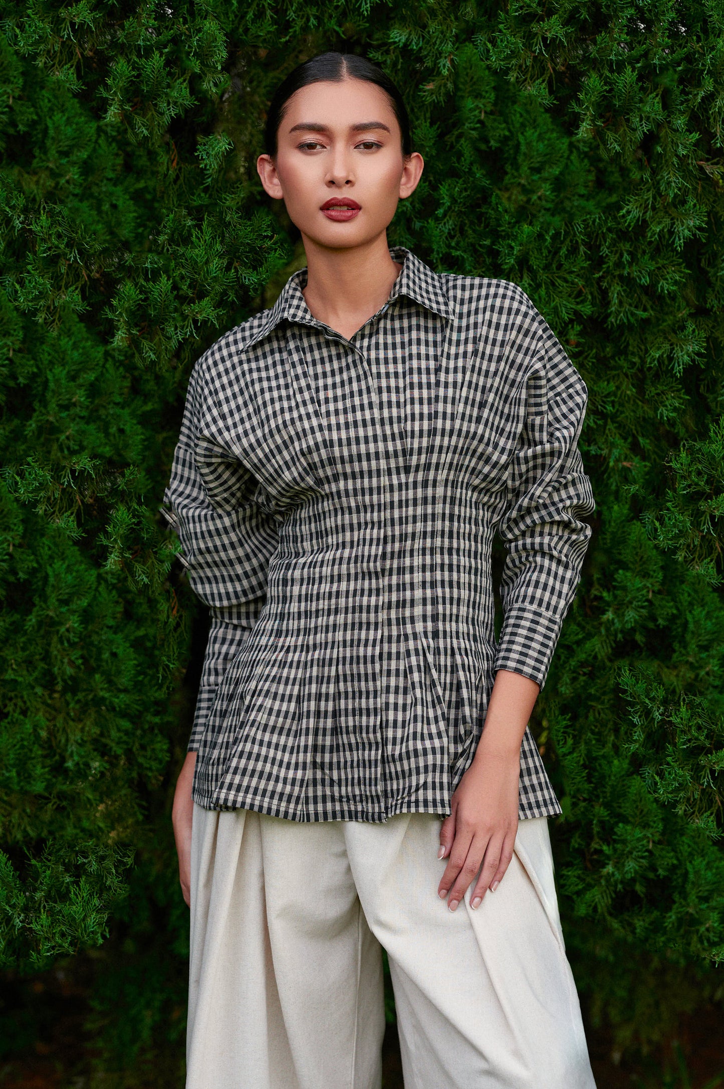 Vera Cotton Gingham Top in Monochrome (Special Edition)