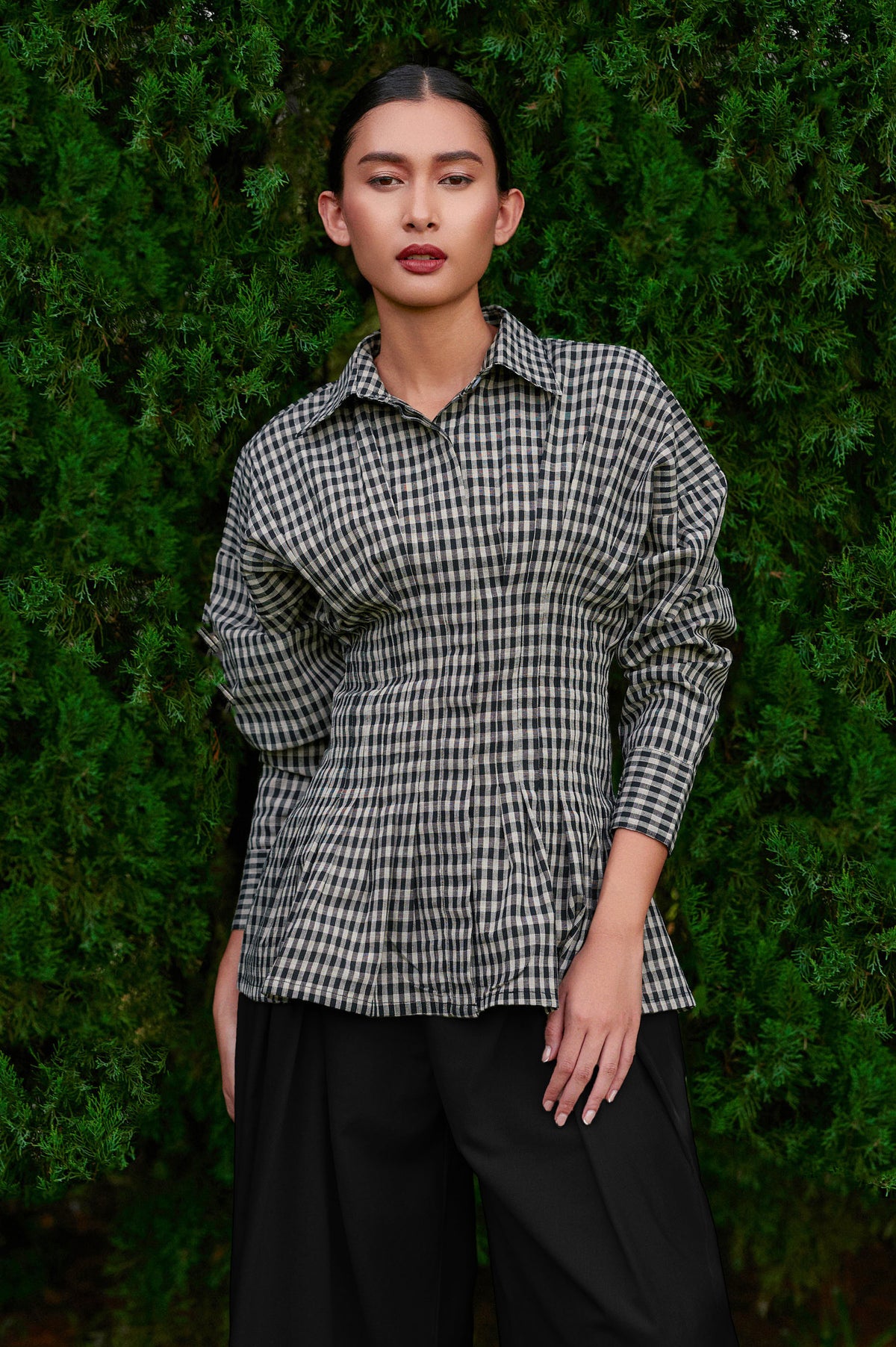 Vera Cotton Gingham Top in Monochrome (Special Edition)