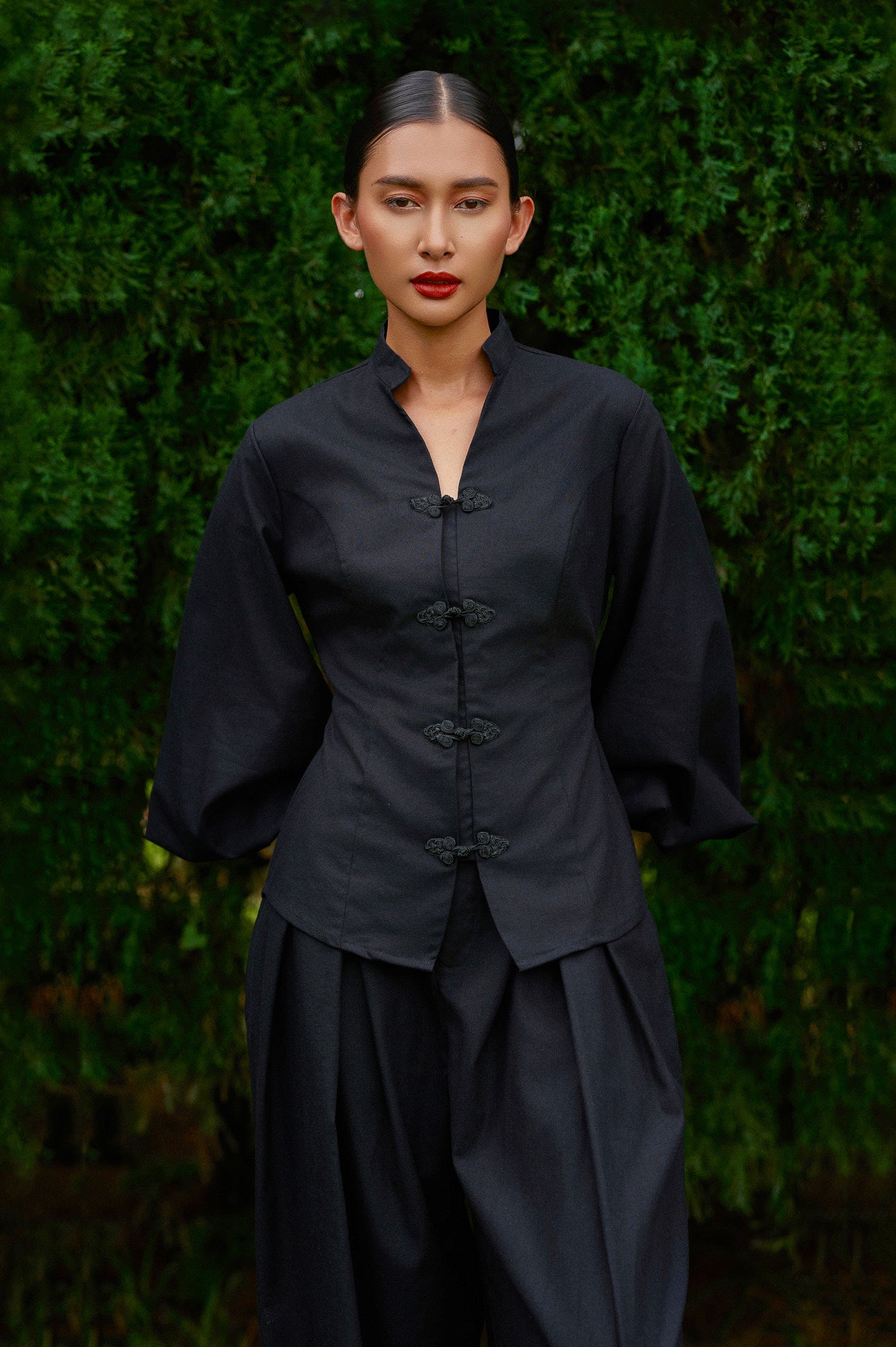 Gianni Cotton-Linen Top in Midnight