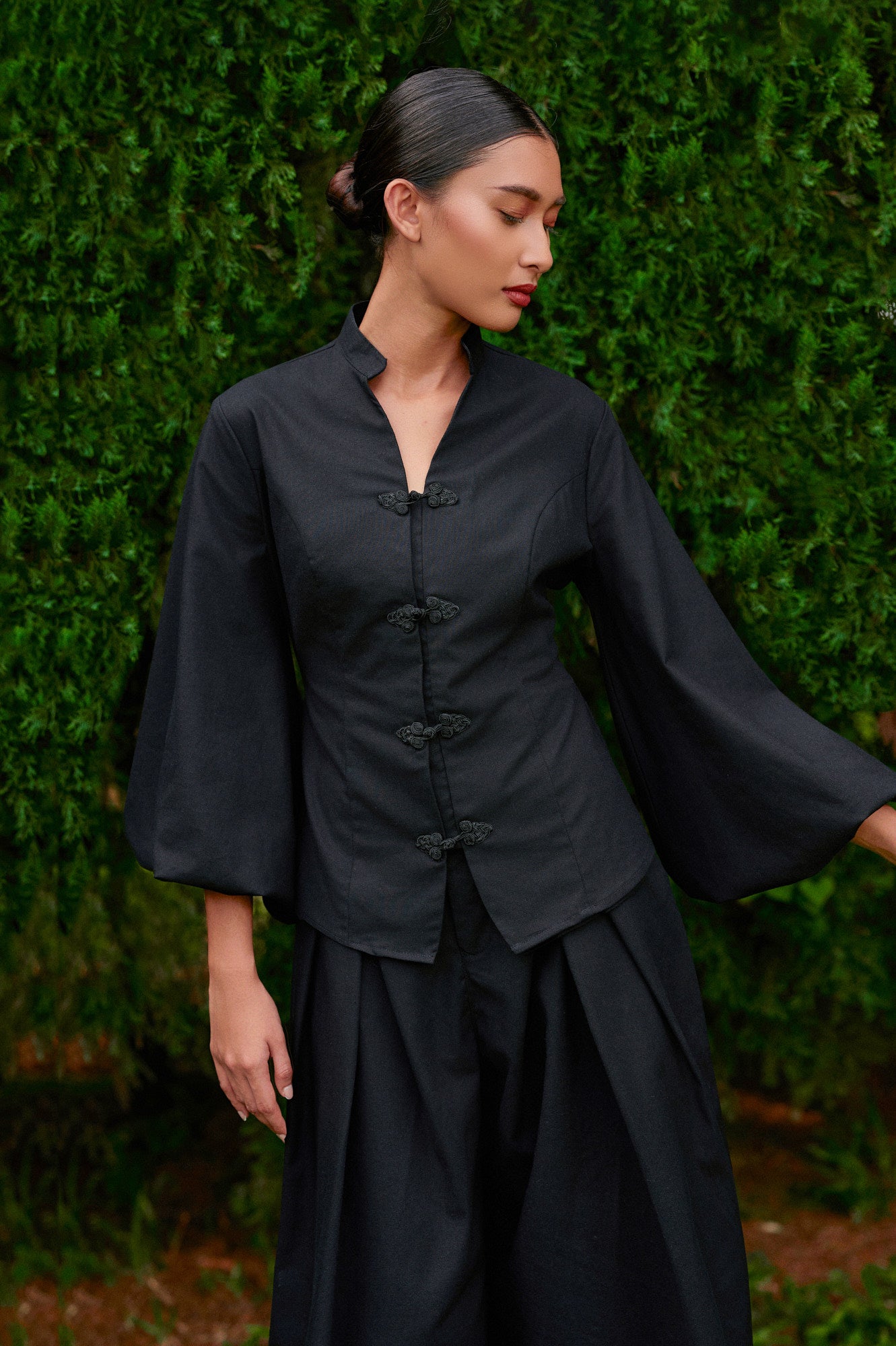 Gianni Cotton-Linen Top in Midnight