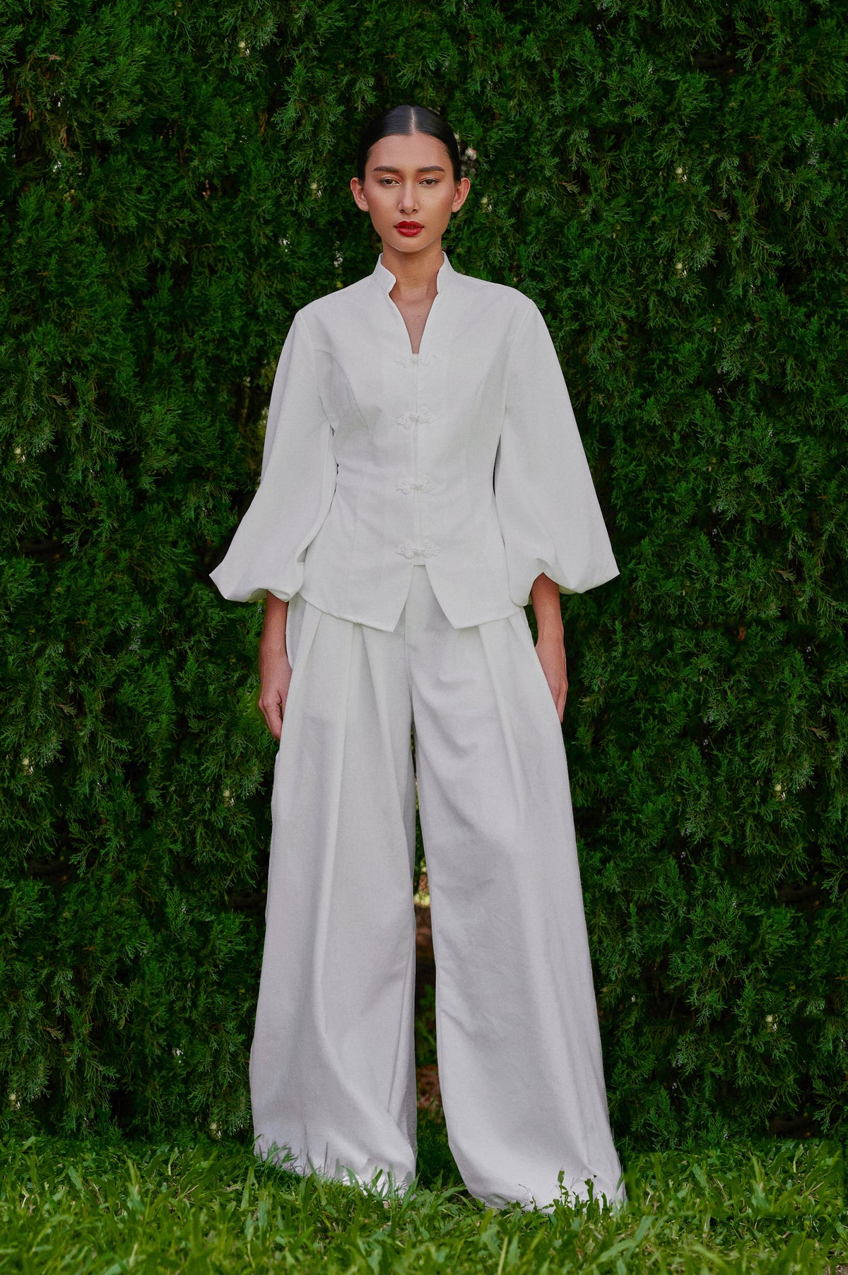 Vierra Cotton-Linen Pants in Off-White