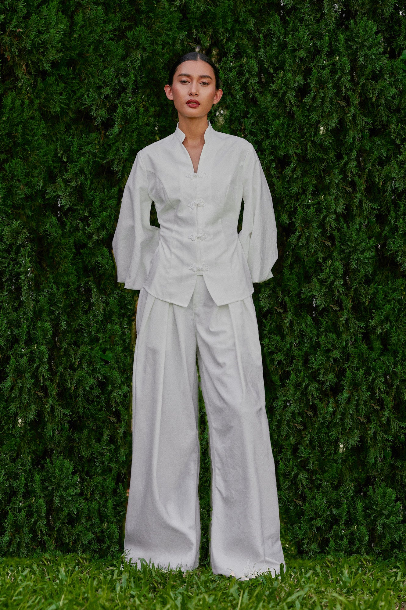 Gianni Cotton-Linen Top in Off-White