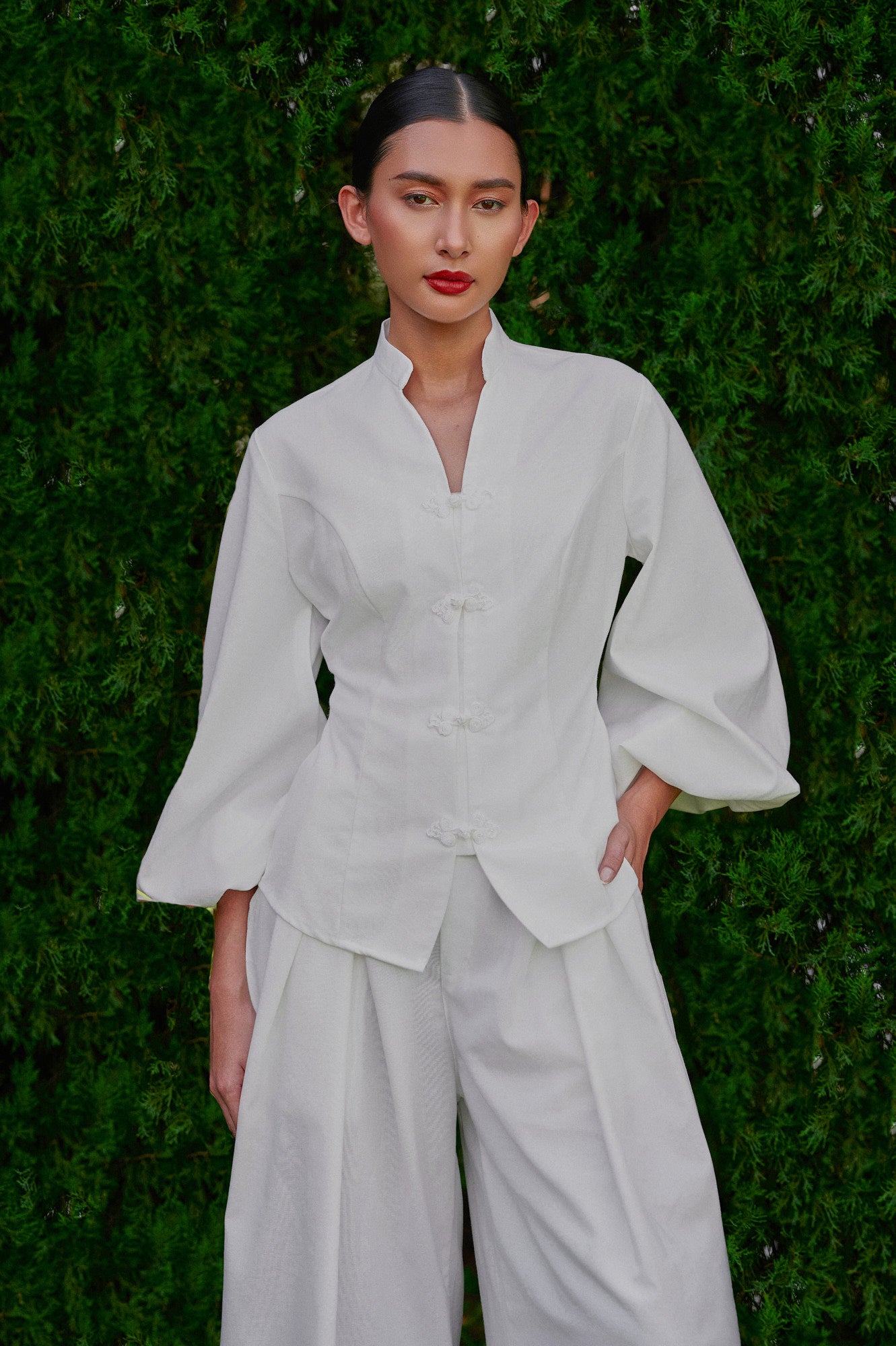 Gianni Cotton-Linen Top in Off-White