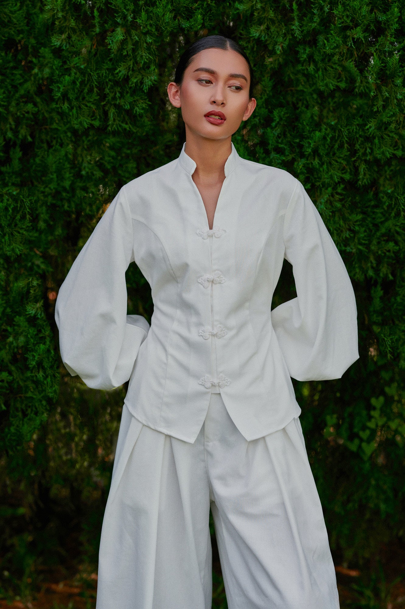 Gianni Cotton-Linen Top in Off-White
