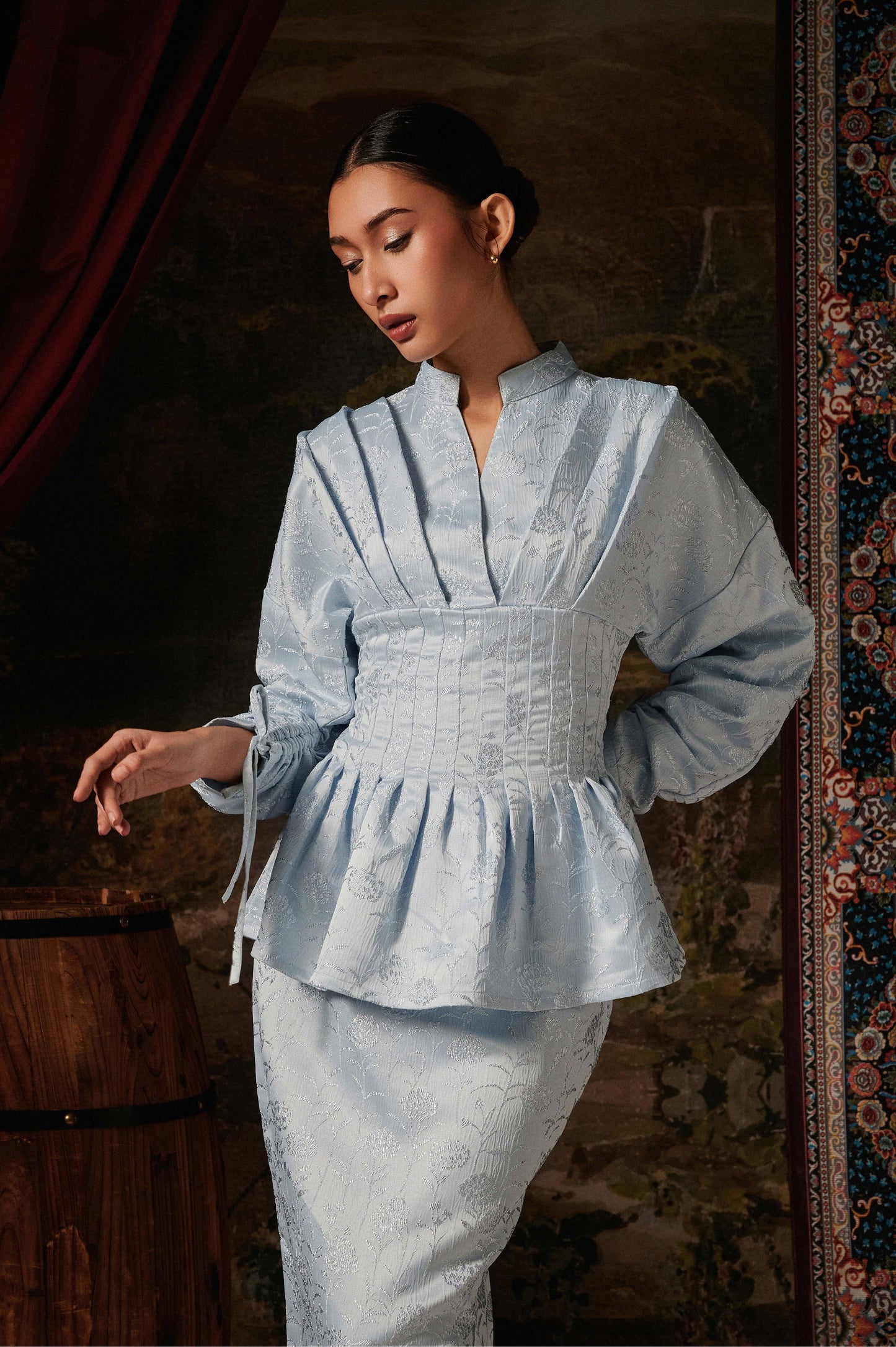 Veloura Jacquard Kurung in Baby Blue