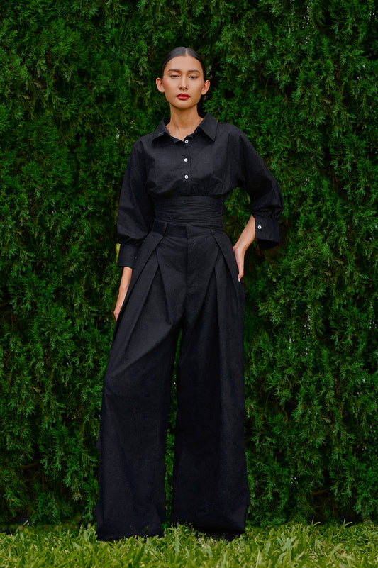 Vierra Cotton-Linen Pants in Midnight