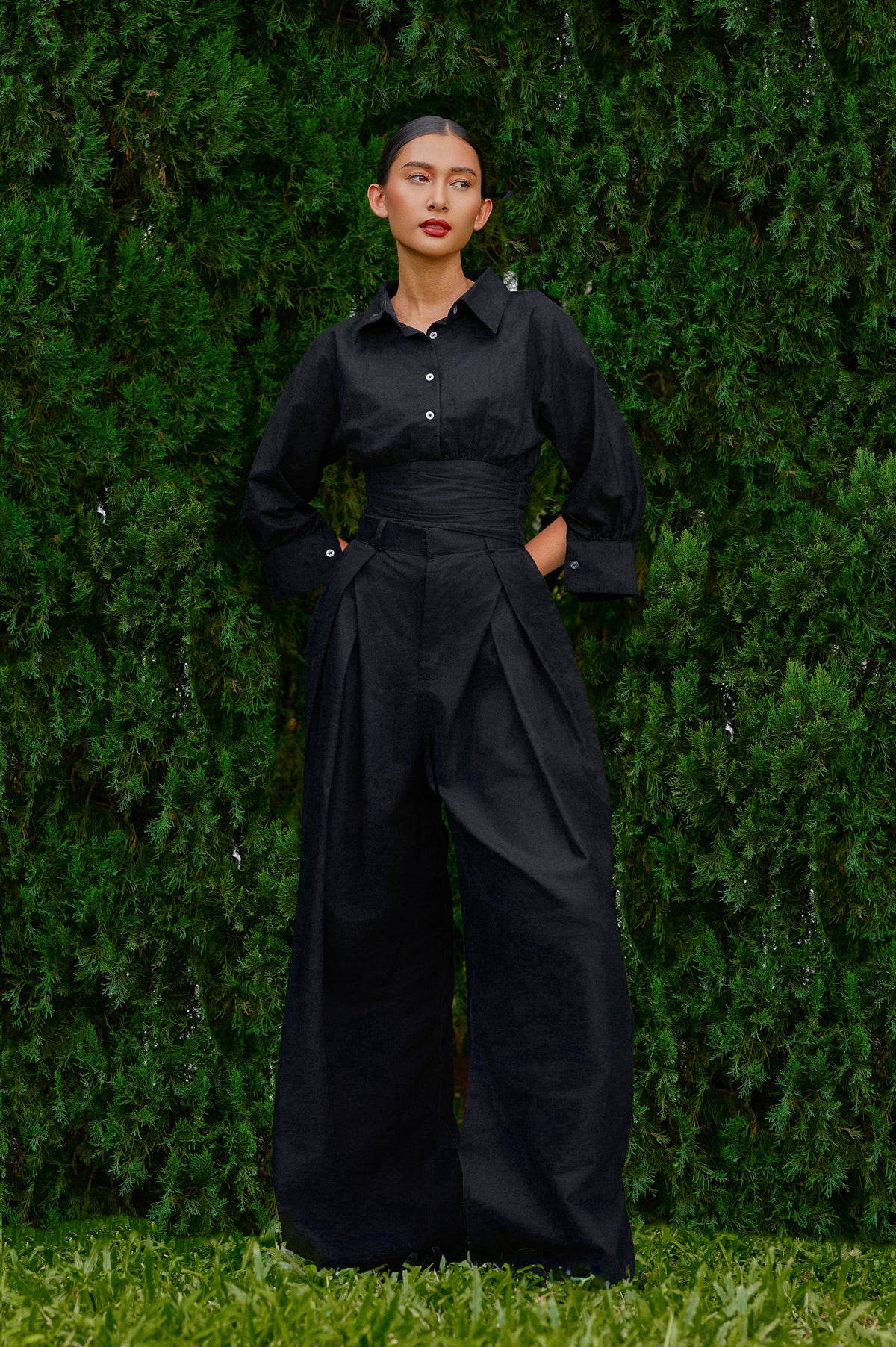 Vierra Cotton-Linen Pants in Midnight
