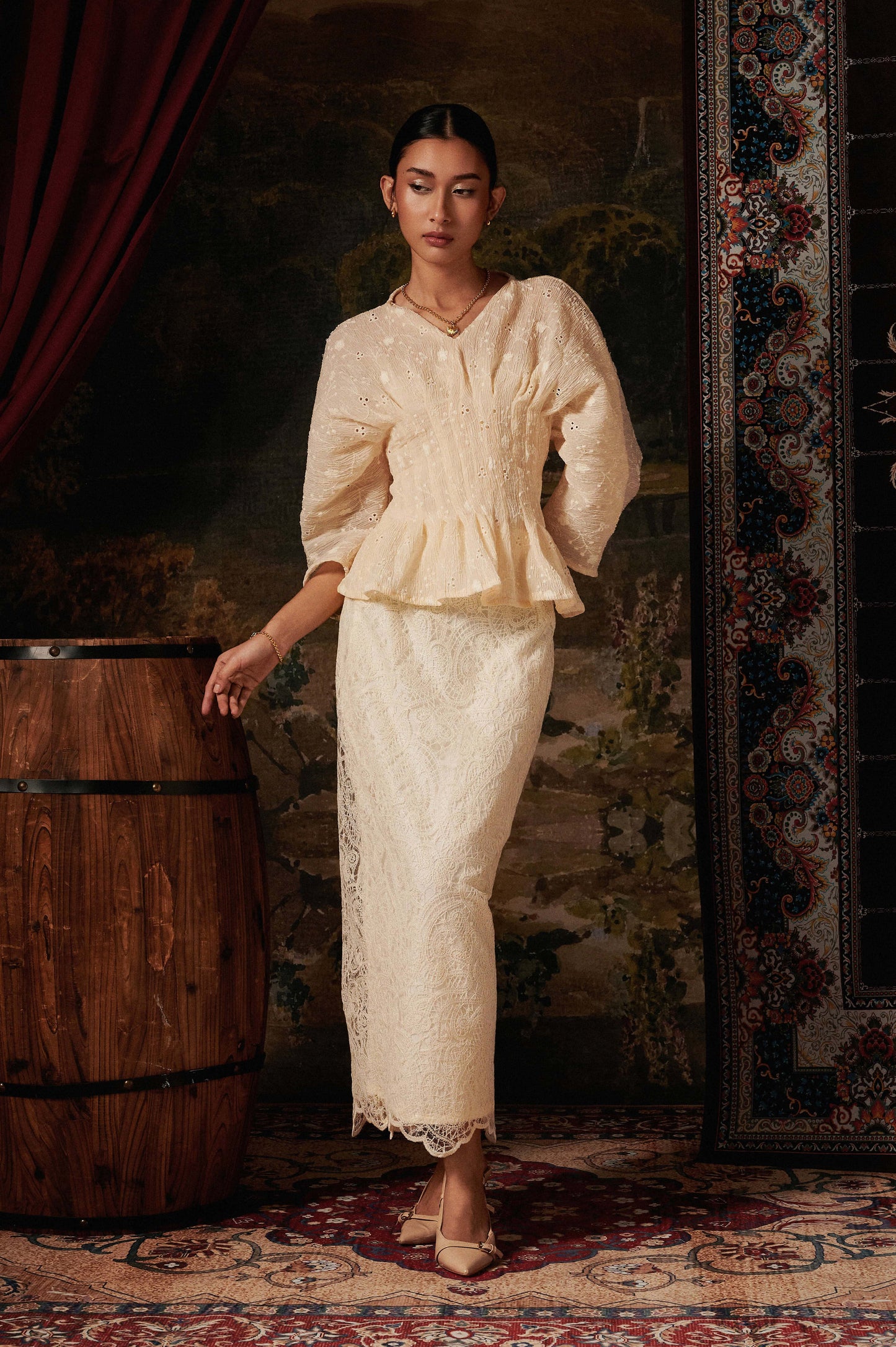 Isadora Lace Kurung in Butter Ivory