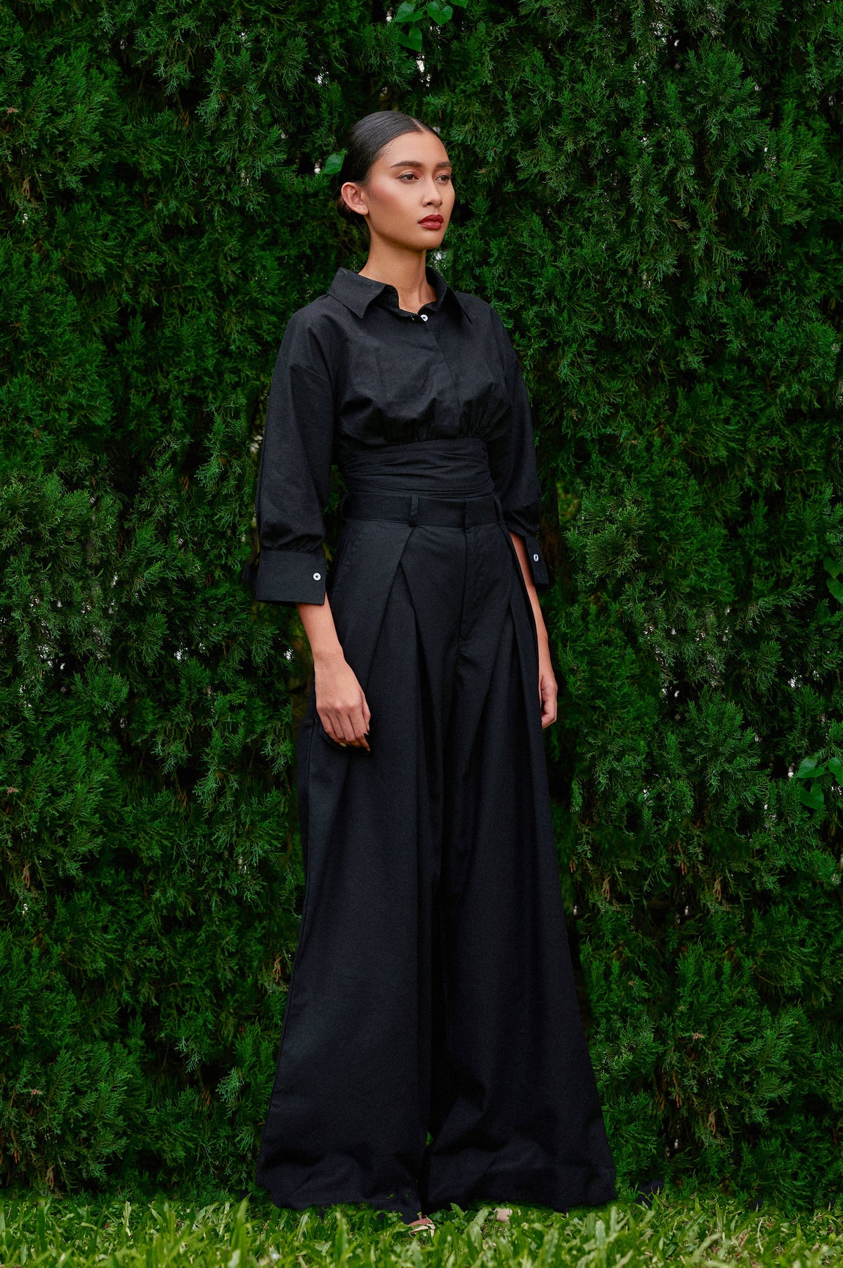Vierra Cotton-Linen Pants in Midnight