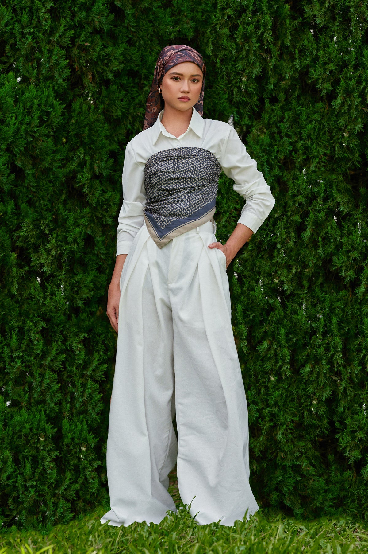 Vierra Cotton-Linen Pants in Off-White