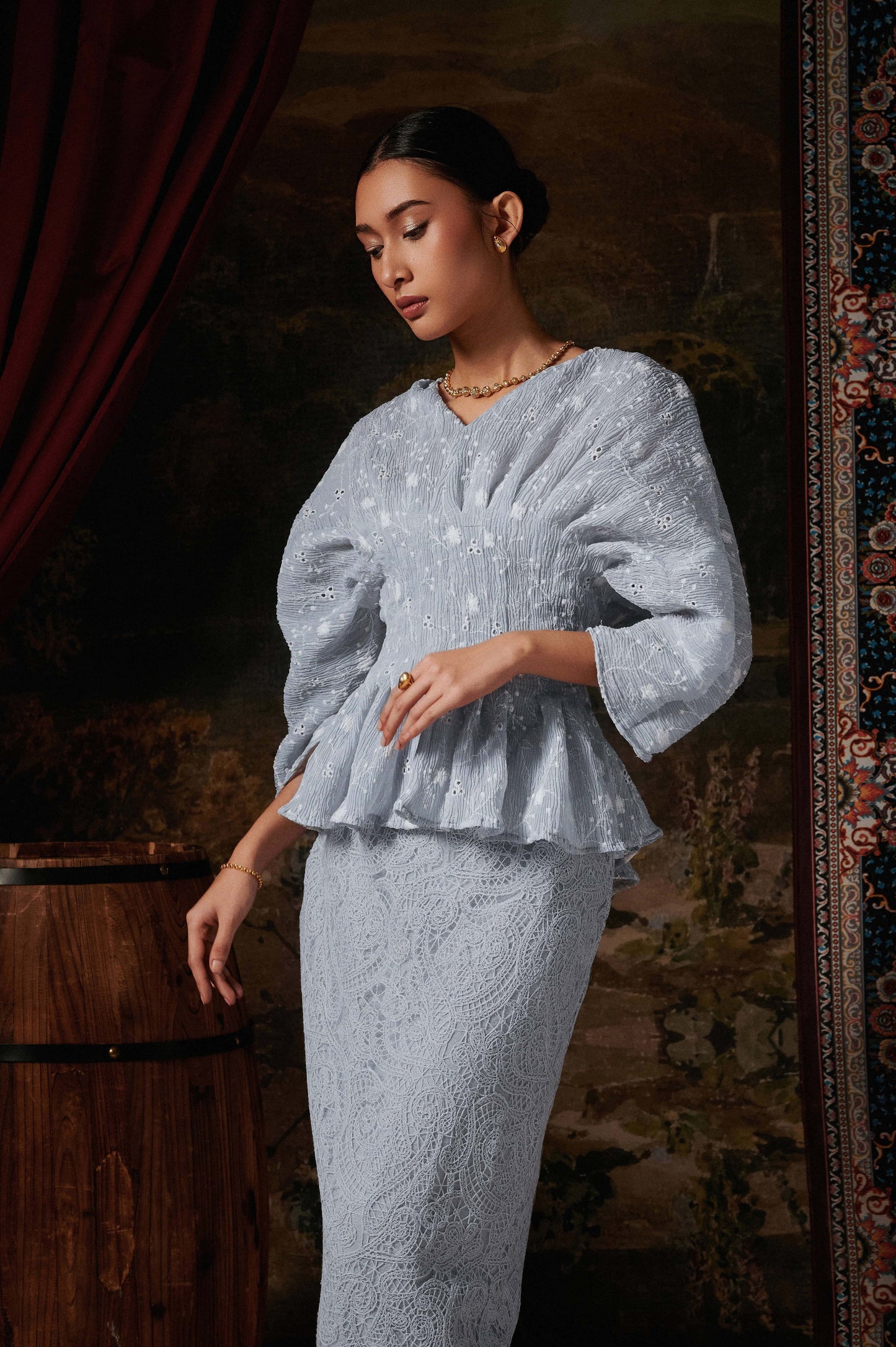 Isadora Lace Kurung in Baby Blue