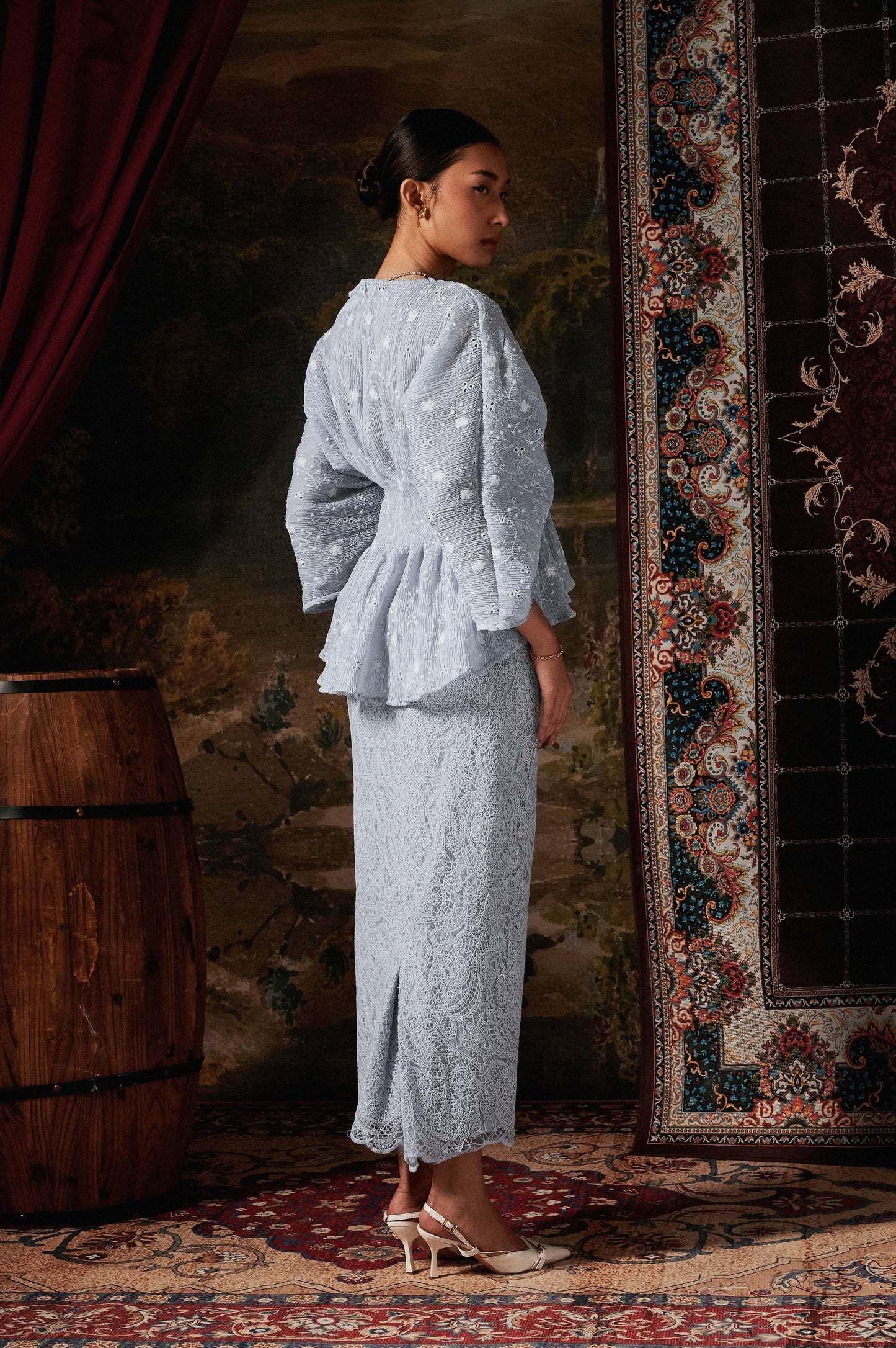 Isadora Lace Kurung in Baby Blue