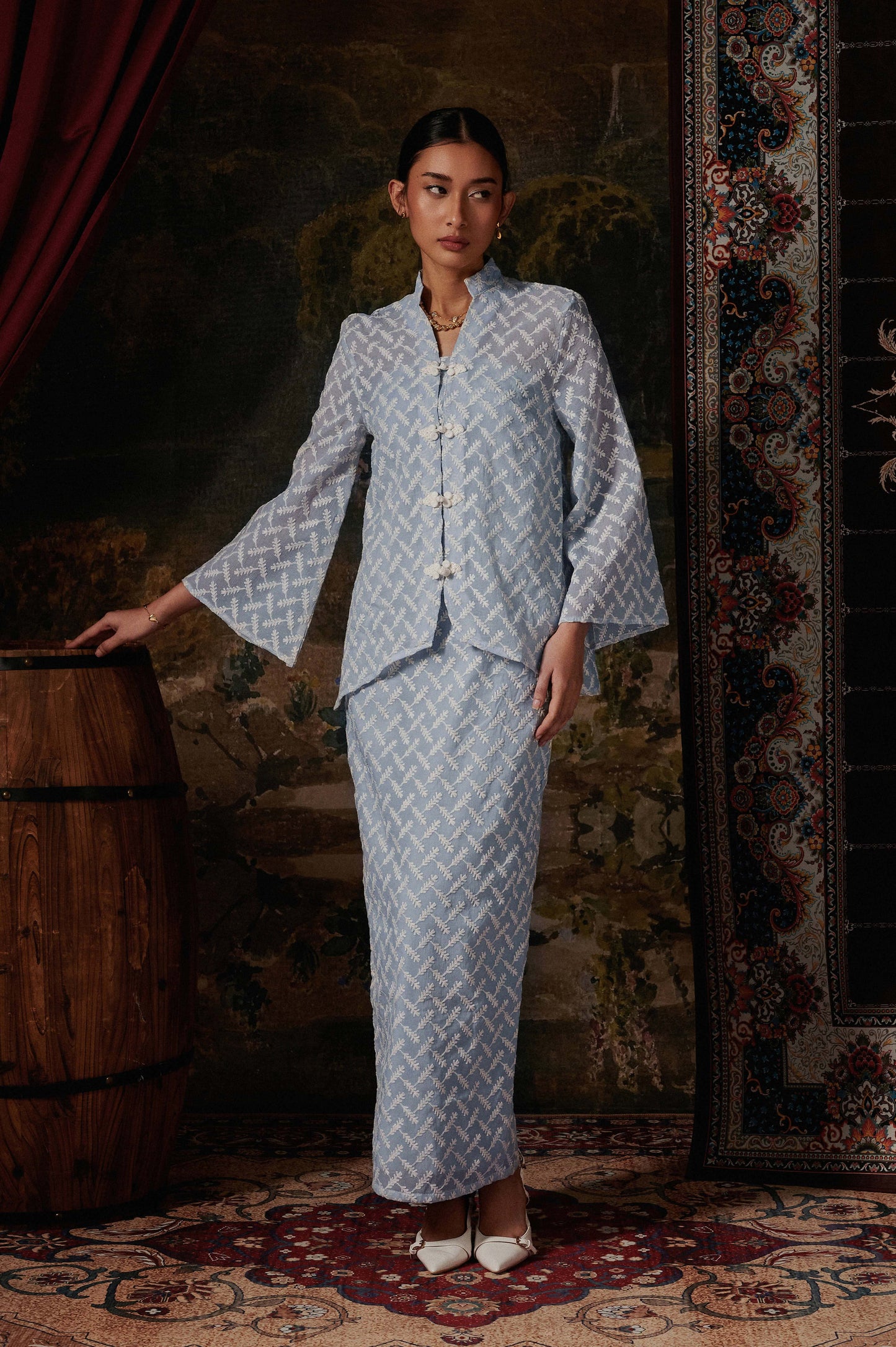 Atheena Kurung in Ash Blue