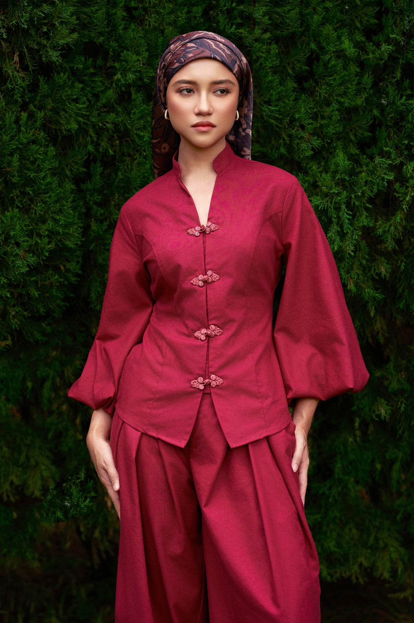 Gianni Cotton-Linen Top in Magenta
