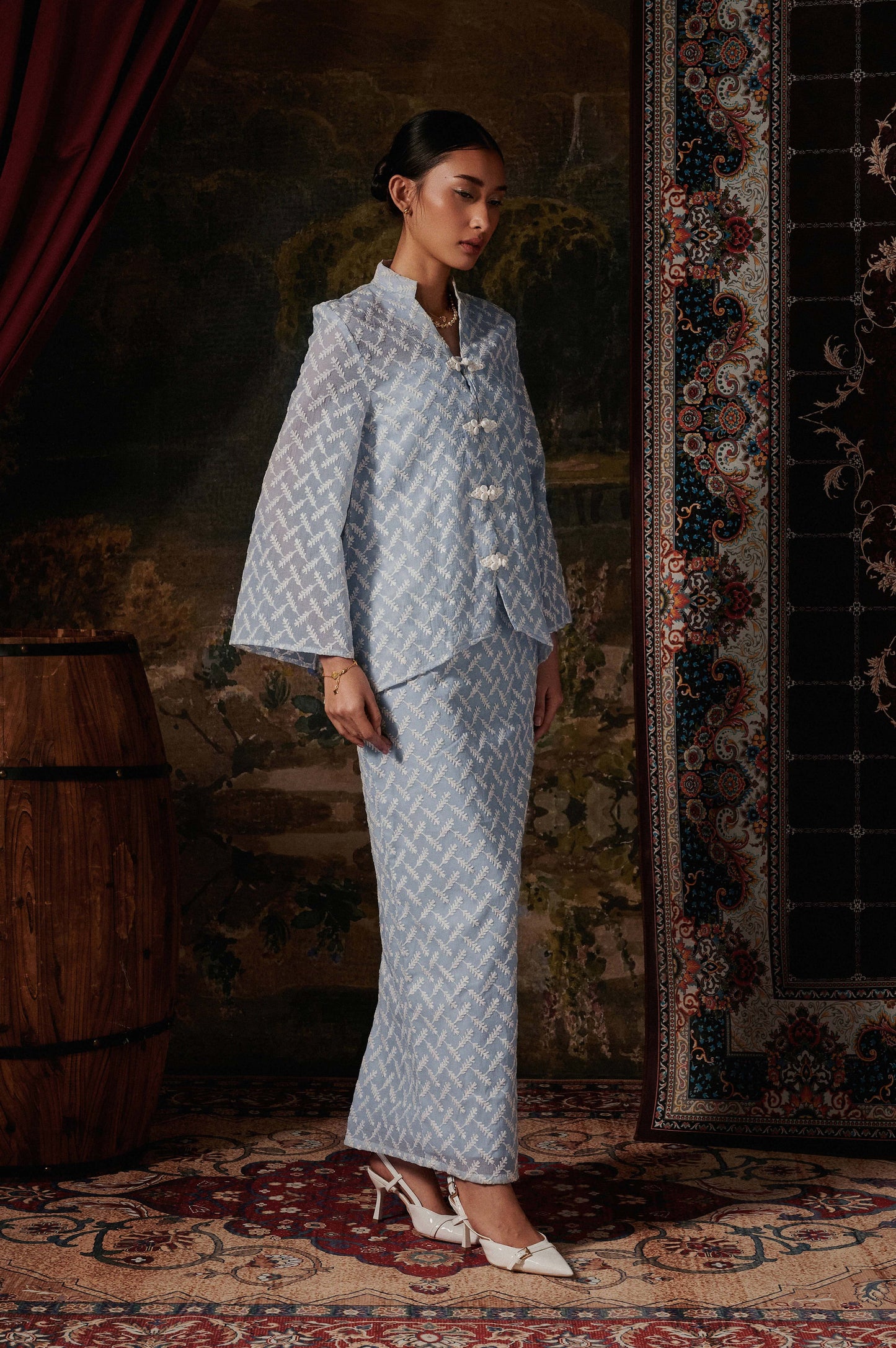 Atheena Kurung in Ash Blue