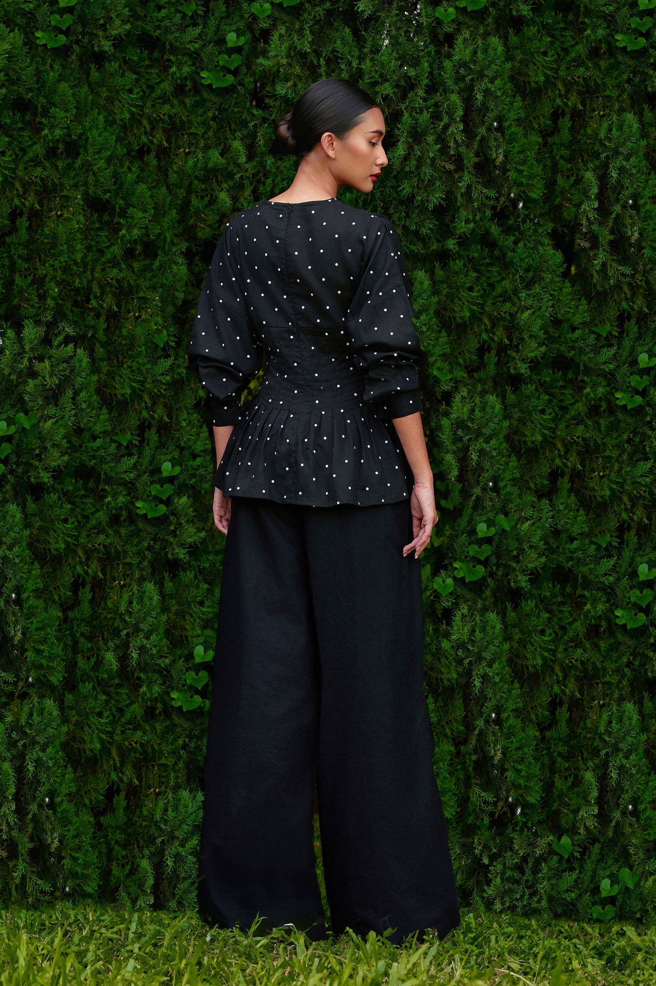 Valerie Polka Tencel-Linen Top in Midnight