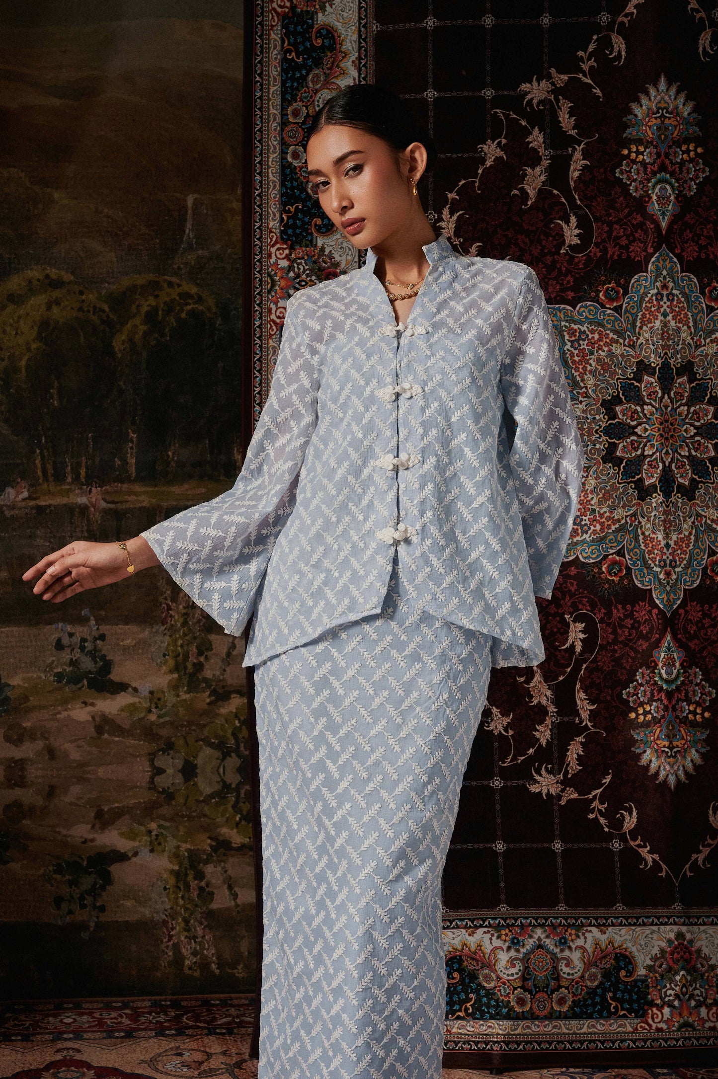 Atheena Kurung in Ash Blue