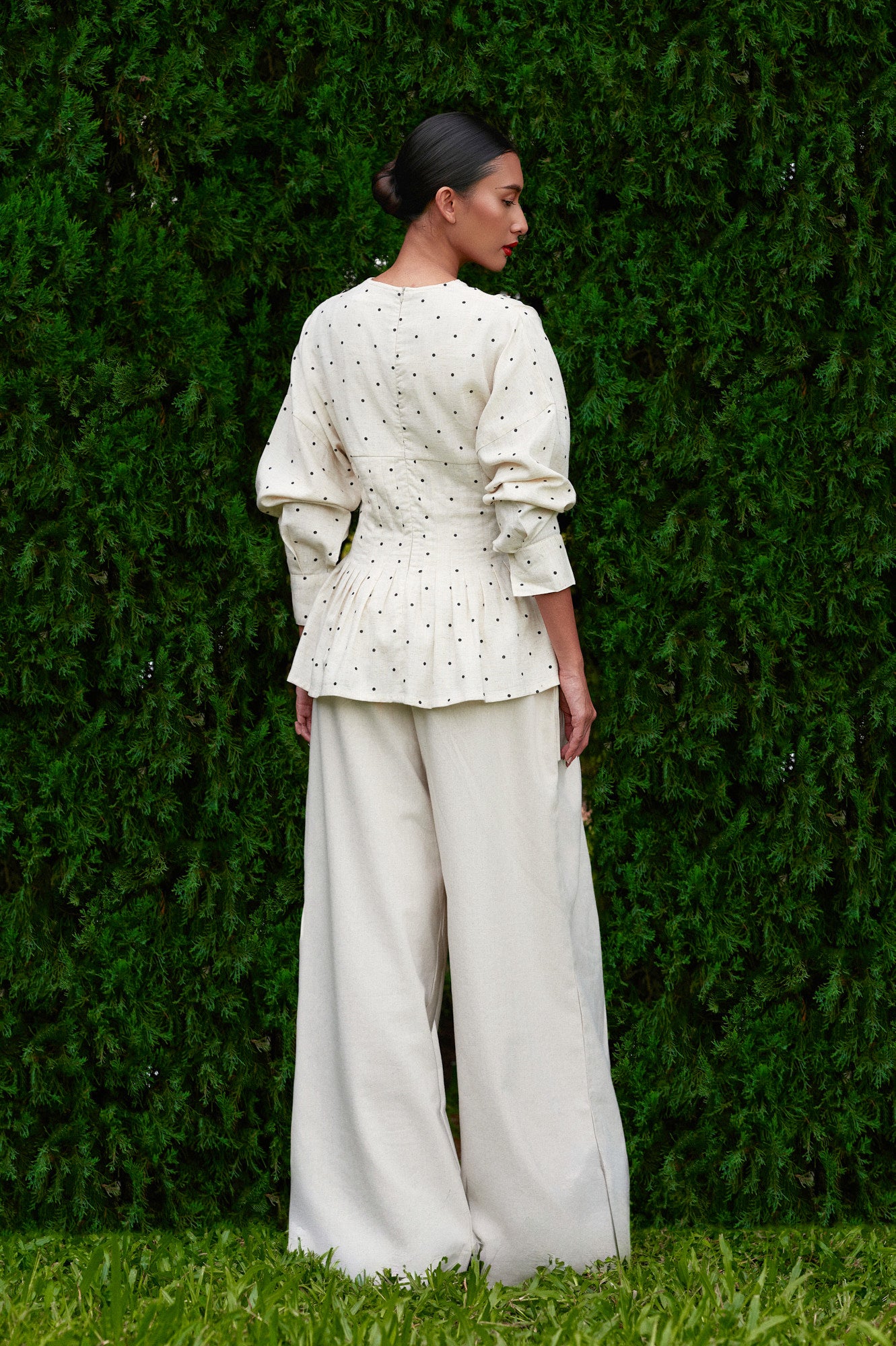 Valerie Polka Tencel-Linen Top in Raw Linen
