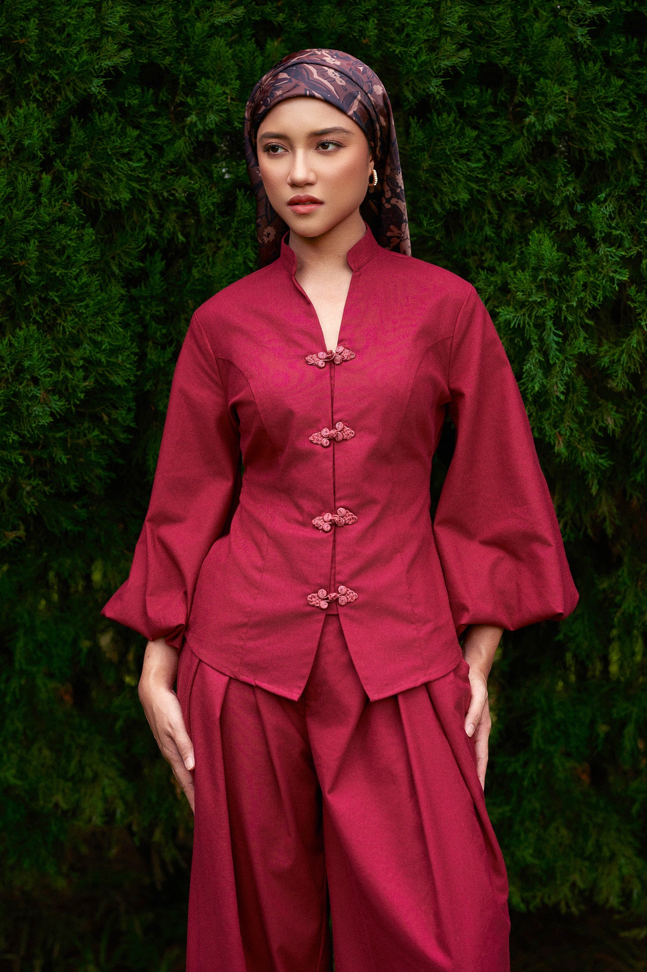 Gianni Cotton-Linen Top in Magenta