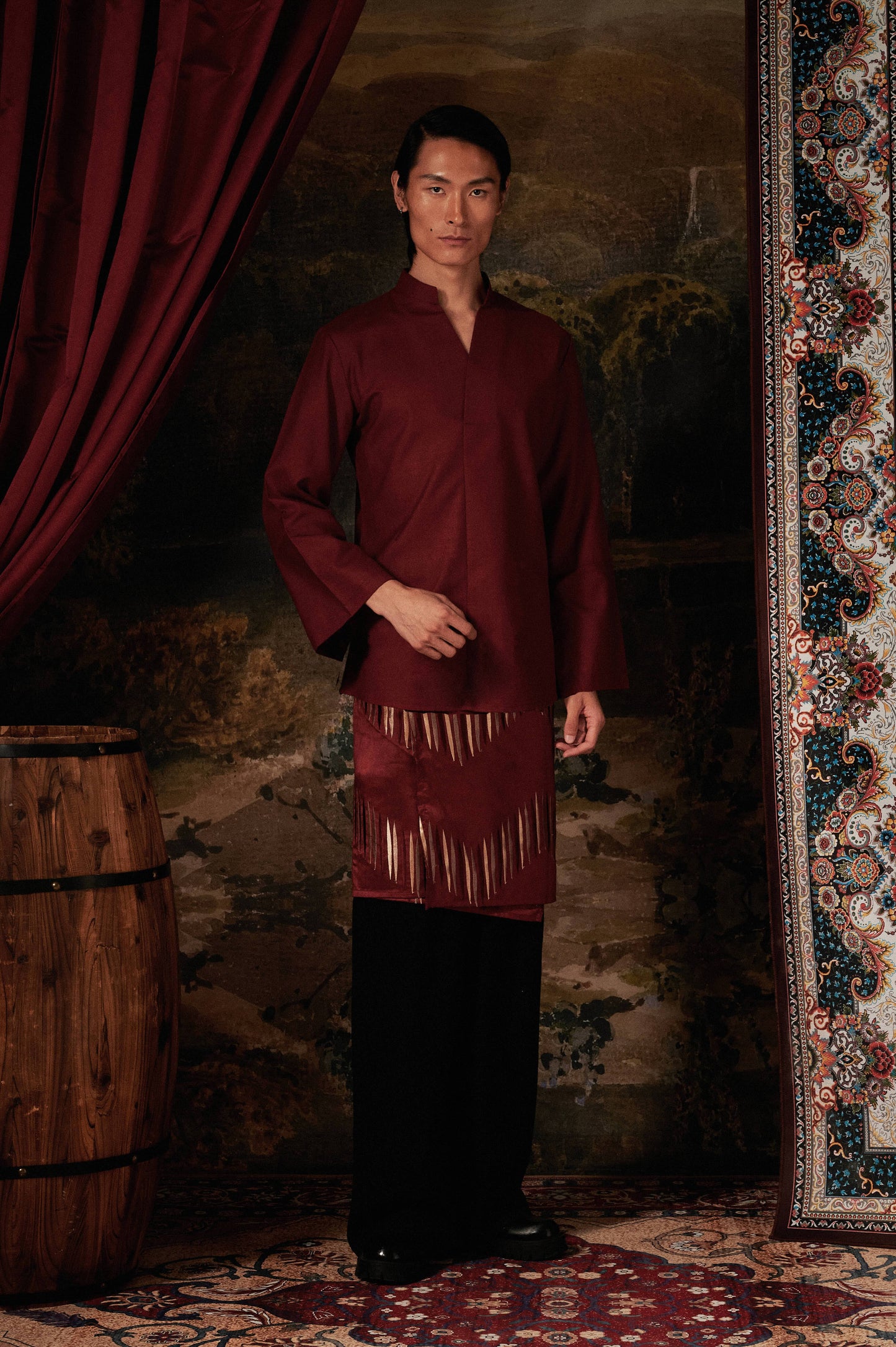 Malakhai Kurta Top in Burgundy