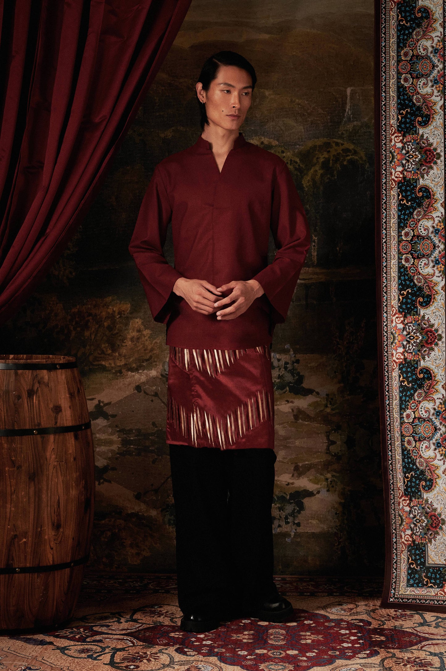 Malakhai Kurta Top in Burgundy