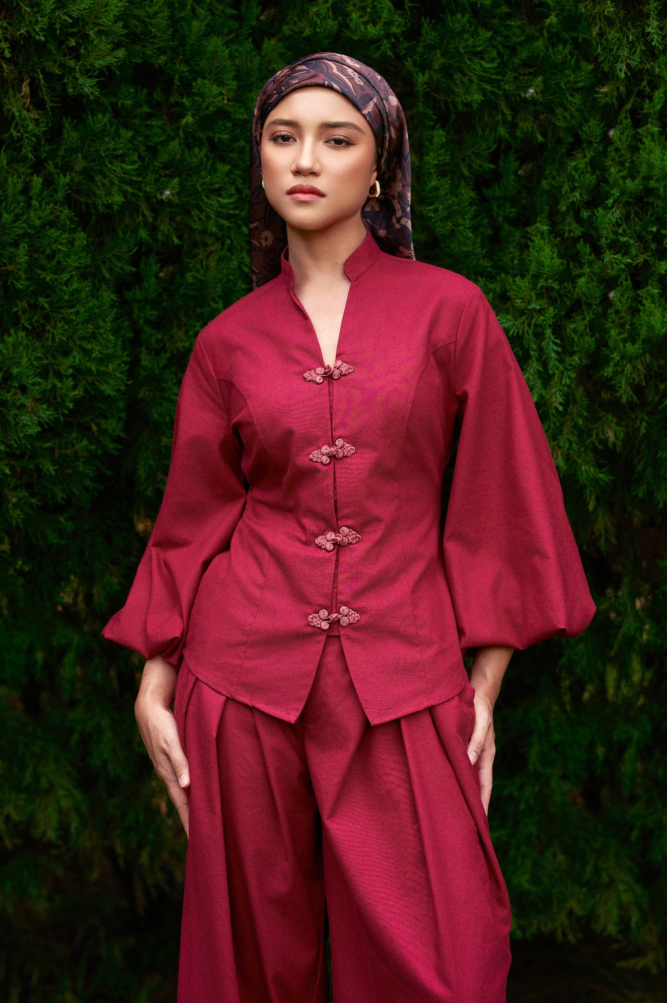 Gianni Cotton-Linen Top in Magenta