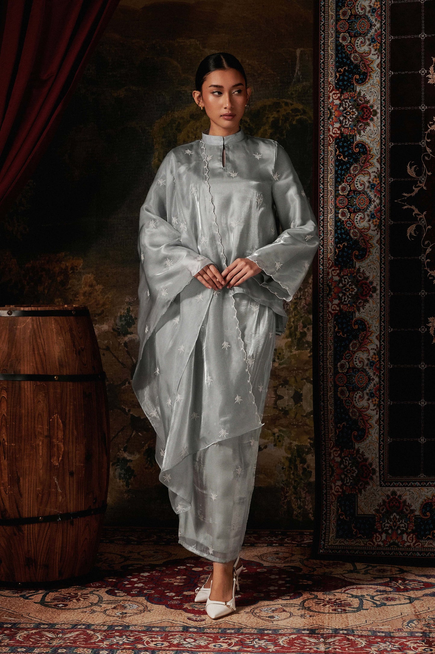 Anastasia Kurung in Silver Sage