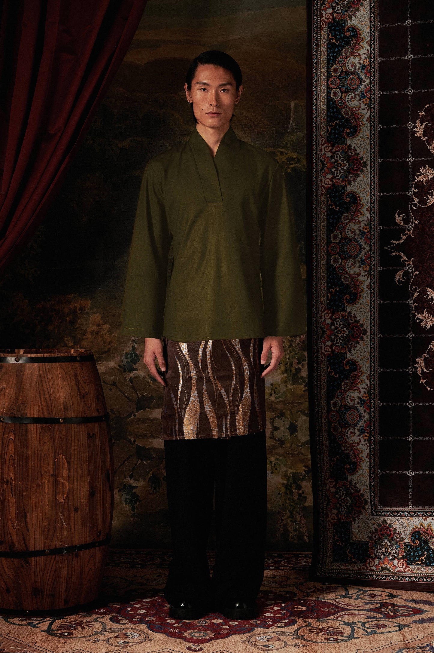 Zaryan Kurta Top in Olive