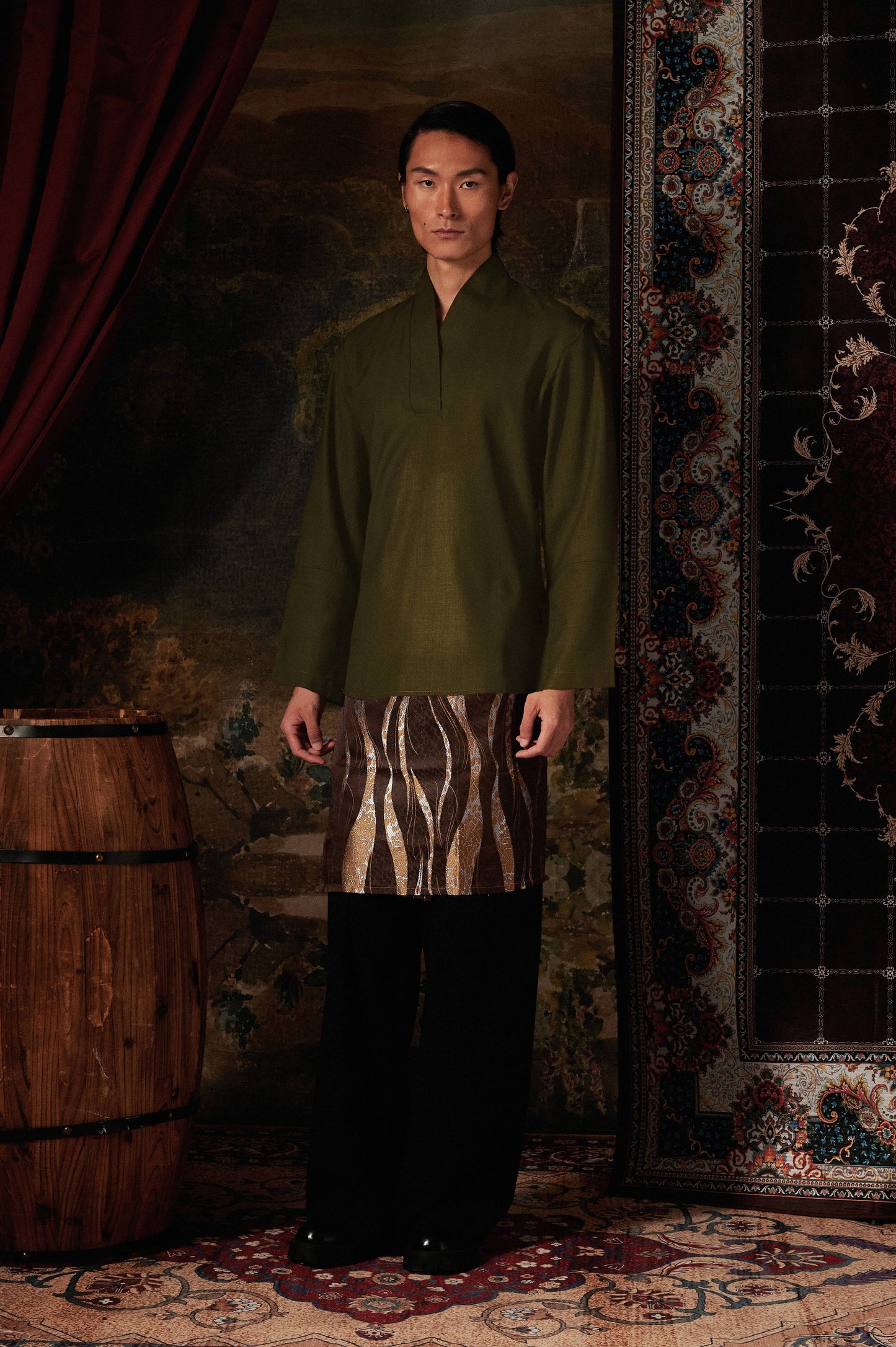 Zaryan Kurta Top in Olive