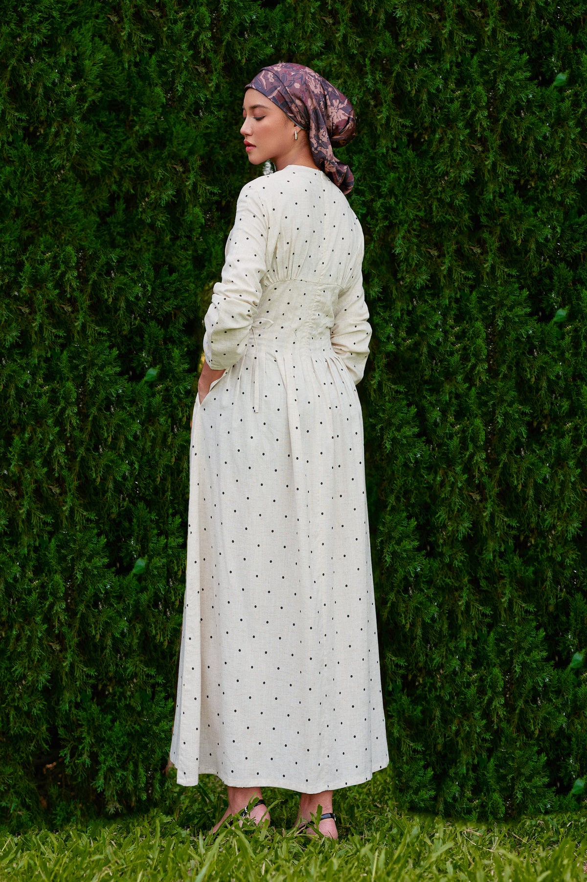 Mally Polka Tencel-Linen Dress in Raw Linen