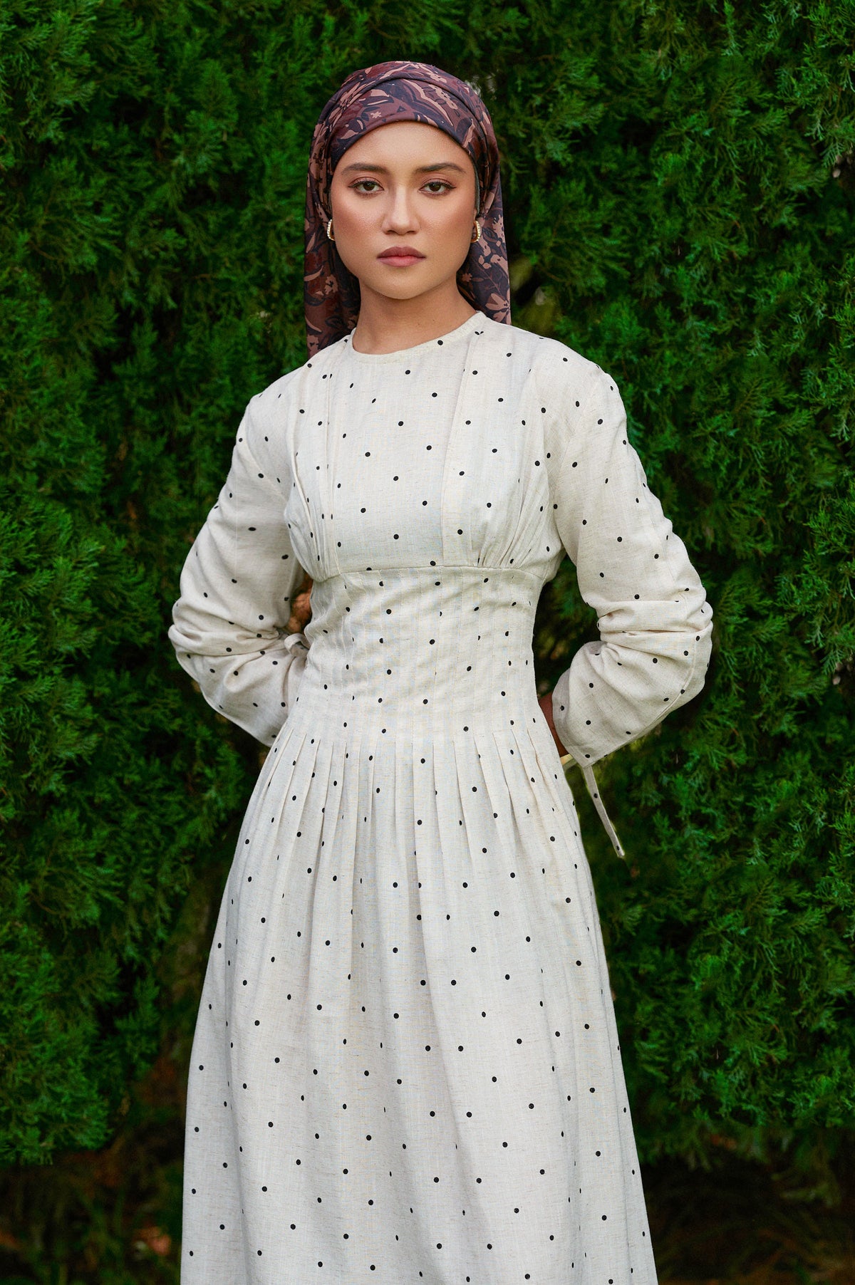 Mally Polka Tencel-Linen Dress in Raw Linen