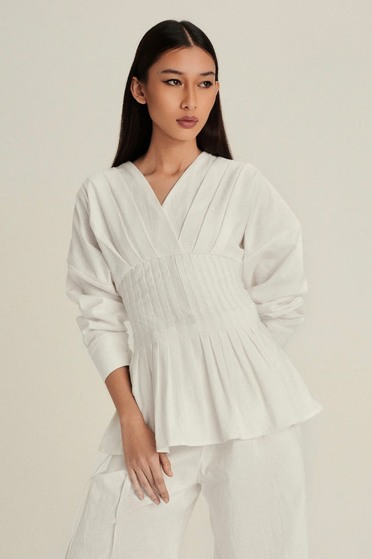 Valerie Linen Top in Off-White