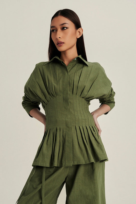 Vera Linen Top in Olive