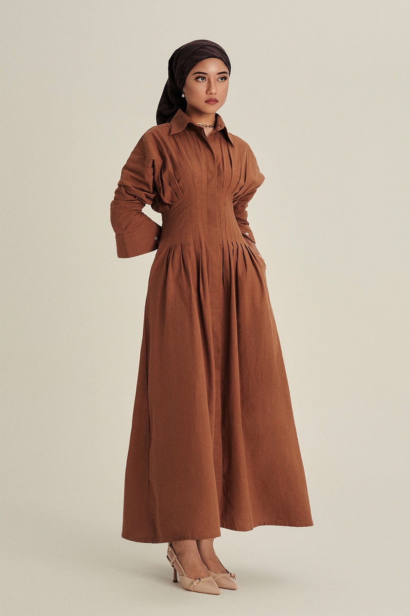 Vera Linen Dress in Cocoa