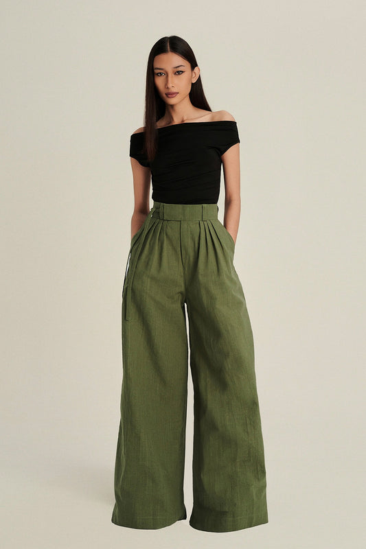 Verna Linen Pants in Olive