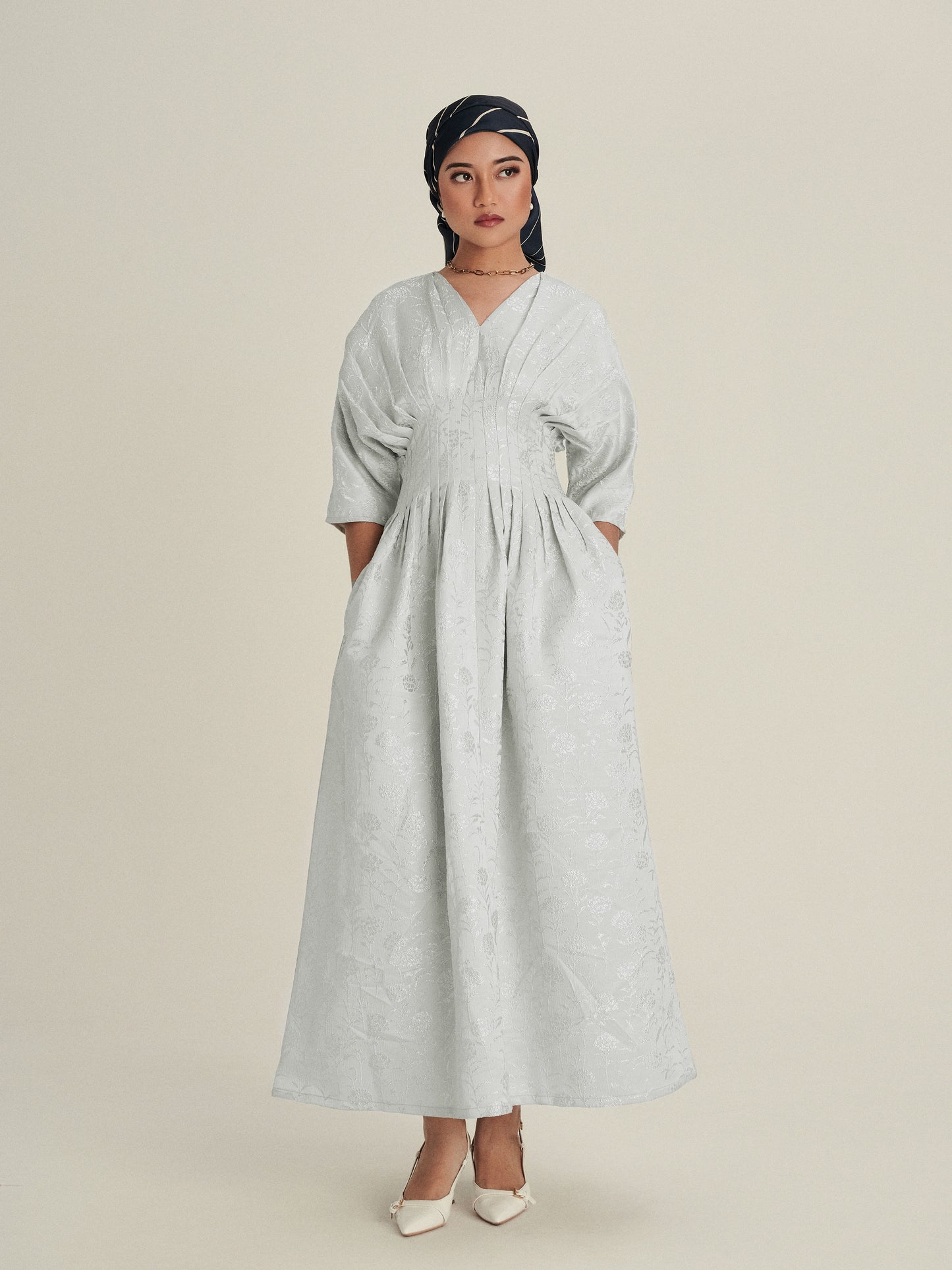 Verona Jacquard Dress in Sage Mint