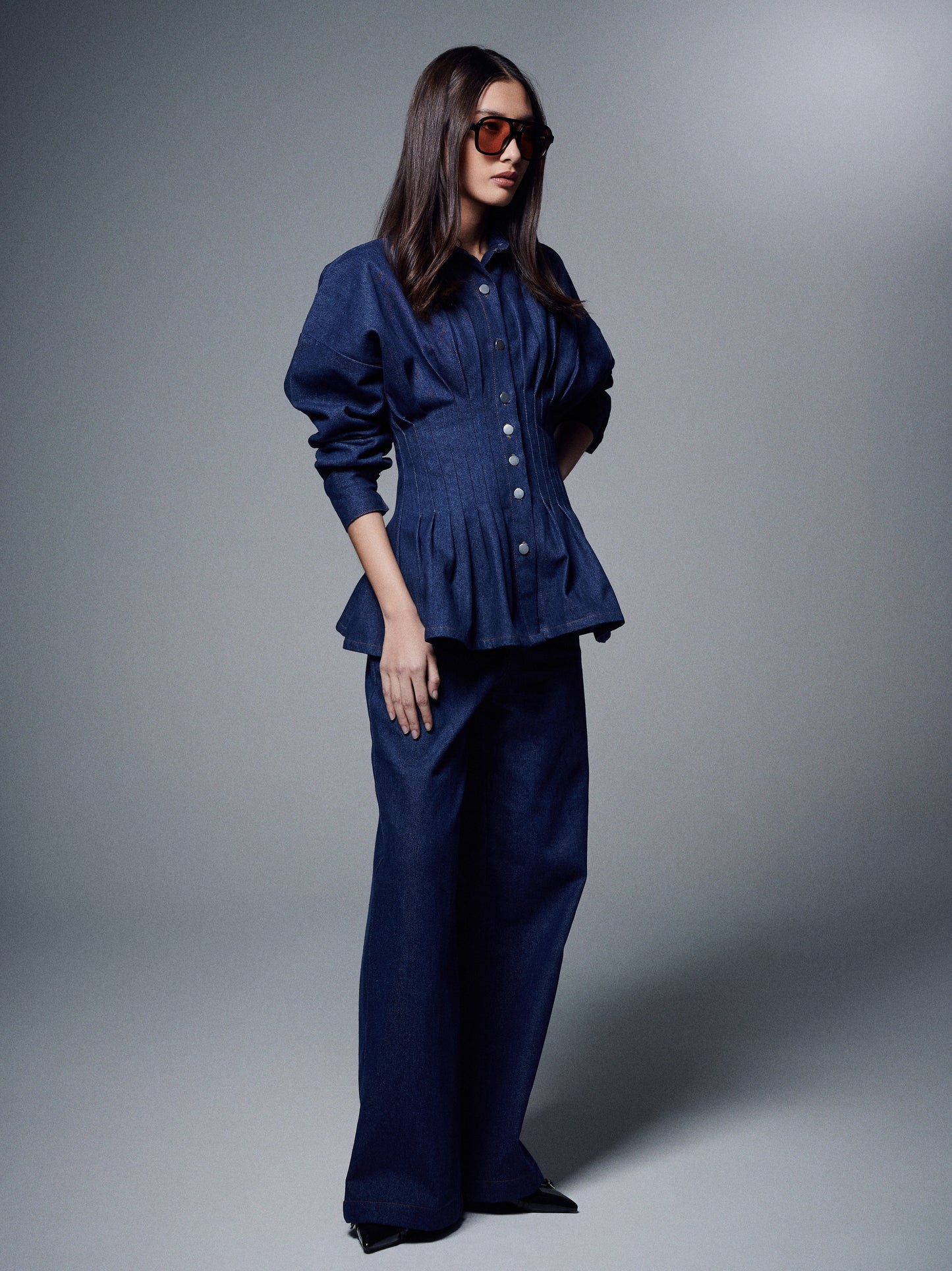 Vera Denim Top in Indigo