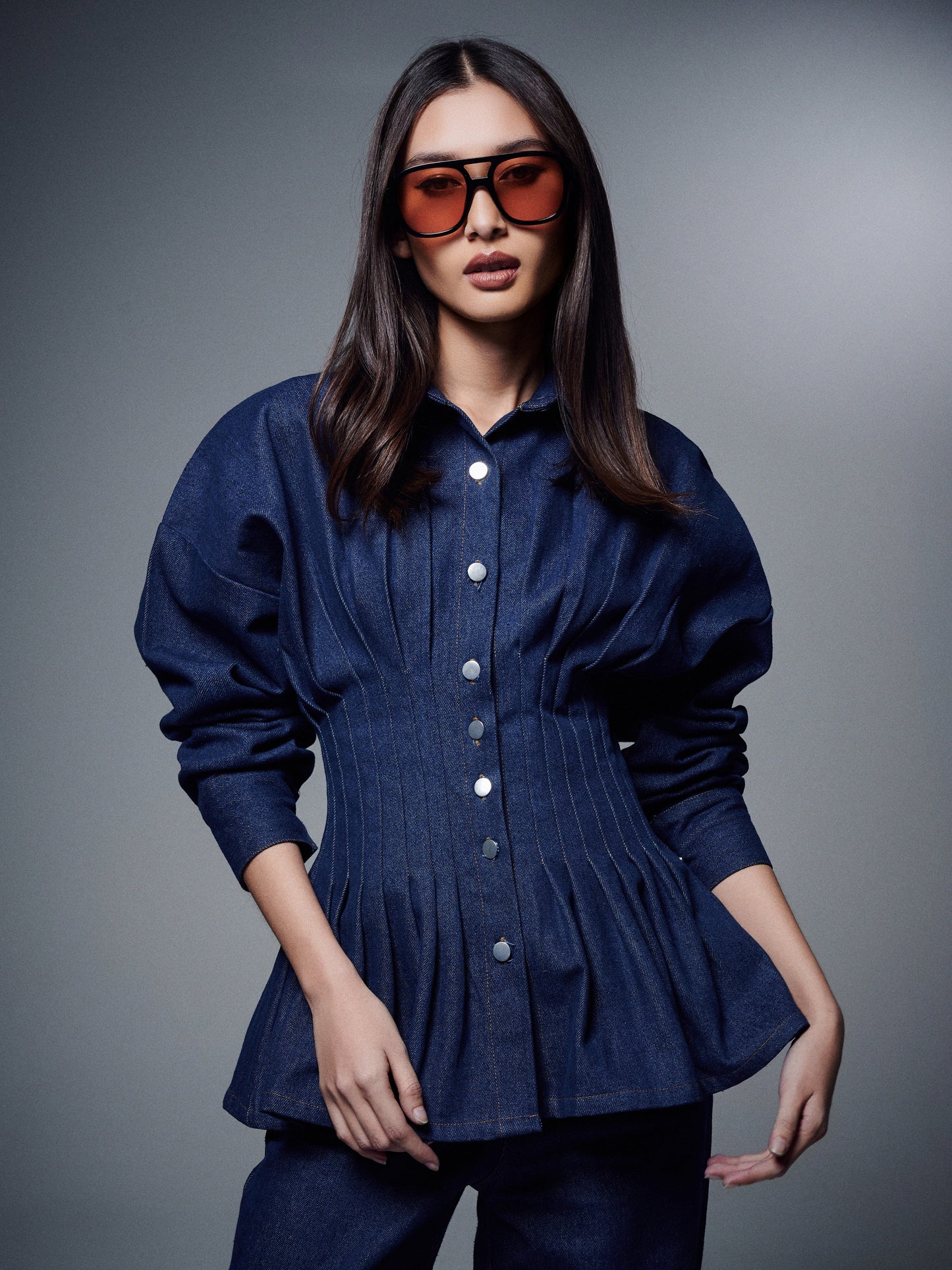 Vera Denim Top in Indigo